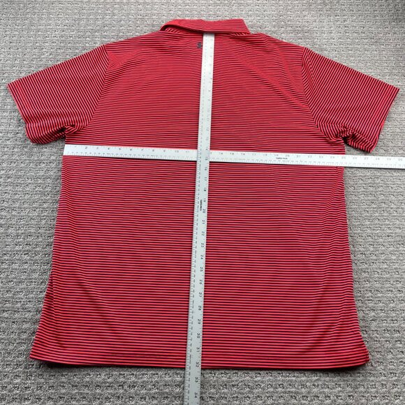New Under ARMOUR Golf Shirt Men 2XL Neon Orange Navy Blue Stripes Heat Gear NWT - Picture 13 of 15